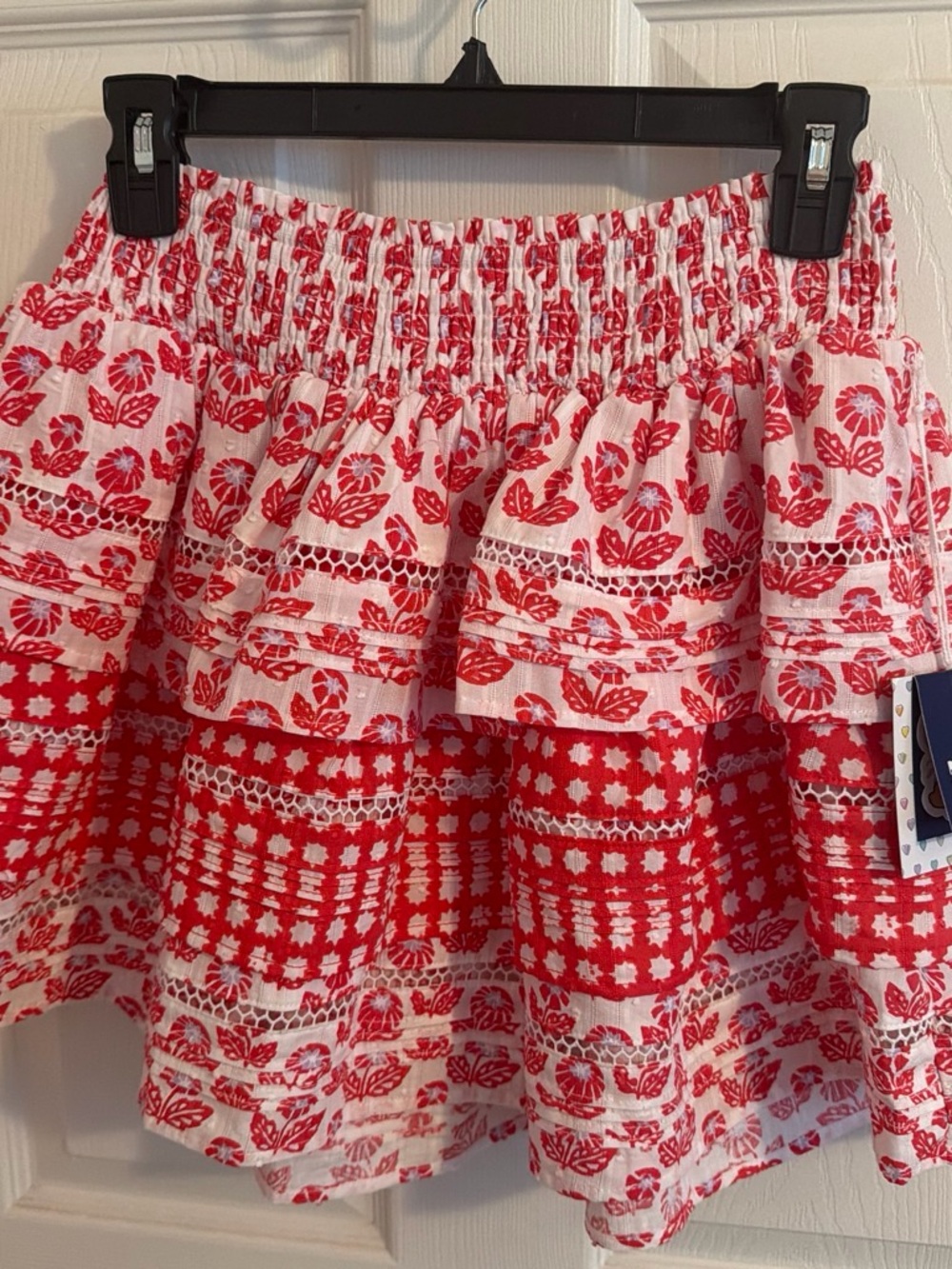 Roller Rabbit Red and White Tiered Mini Skirt